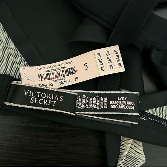 NEW VICTORIA’S SECRET Mesh Black Wireless Bra Size Large bralette - Picture 5 of 5